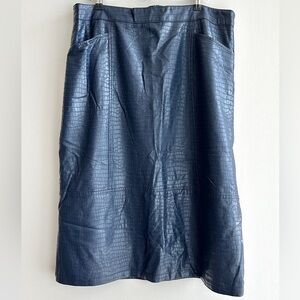 Oliver Bonas Croc Faux Leather Steel Blue Skirt, Size 10
